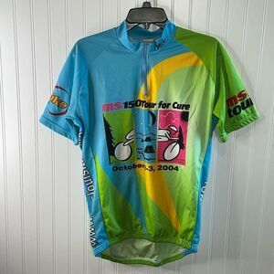 JEK Sports Vintage Cycling Jersey Medium Multicolored Short Sleeve 1/4 Zip